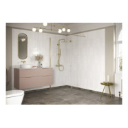 Iconix 700mm Wetroom 8mm Glass Panel & Support Bar - Brushed Brass