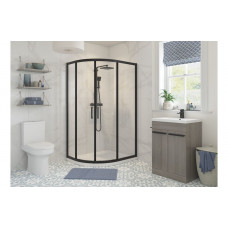 Classix 1000x800mm 2 Door Offset Quadrant - Matt Black