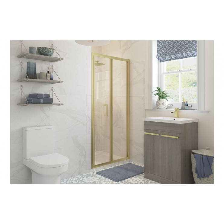 Classix 760mm x 6mm Glass Bi-fold Door - Brushed Brass