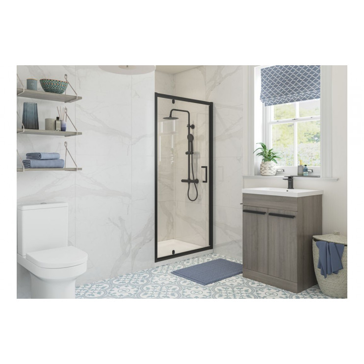 Classix 700mm x 6mm Glass Pivot Door - Matt Black