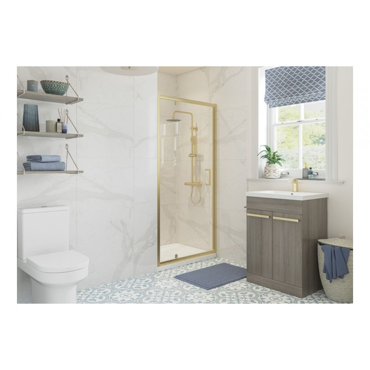 Classix 700mmx 6mm Glass  Pivot Door - Brushed Brass