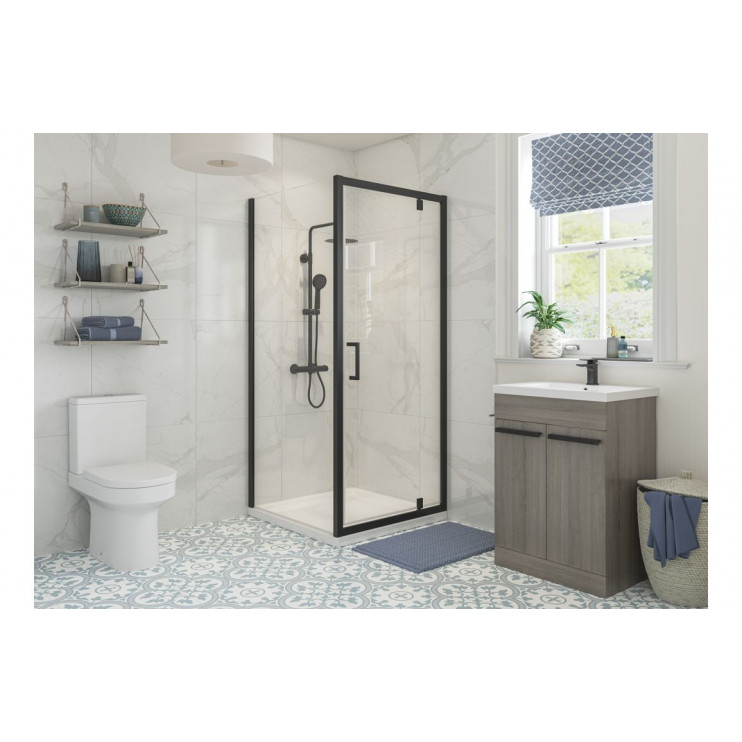 Classix 800mm x 6mm Glass Pivot Door - Matt Black