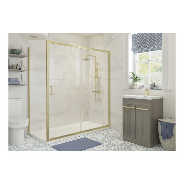 Classix 700mm x 6mm Glass Side Panel - Brushed Brass