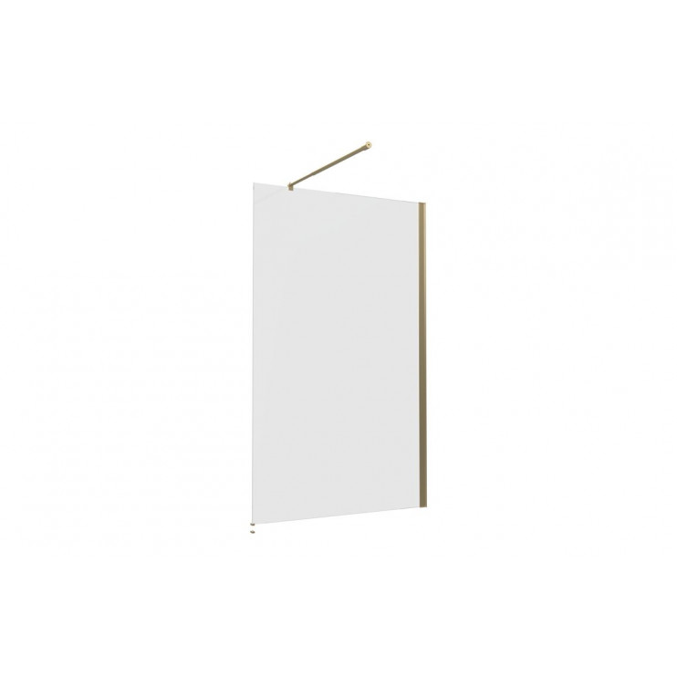 Iconix 1000mm 8mm Glass Wetroom 8mm Glass Panel & Support Bar - Brushed Brass
