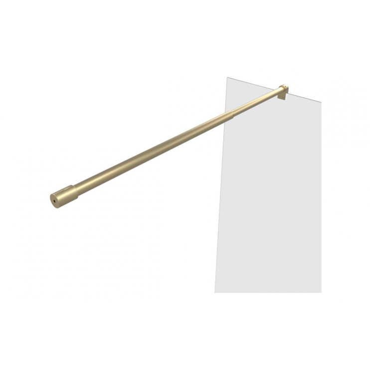 Iconix 1000mm 8mm Glass Wetroom 8mm Glass Panel & Support Bar - Brushed Brass