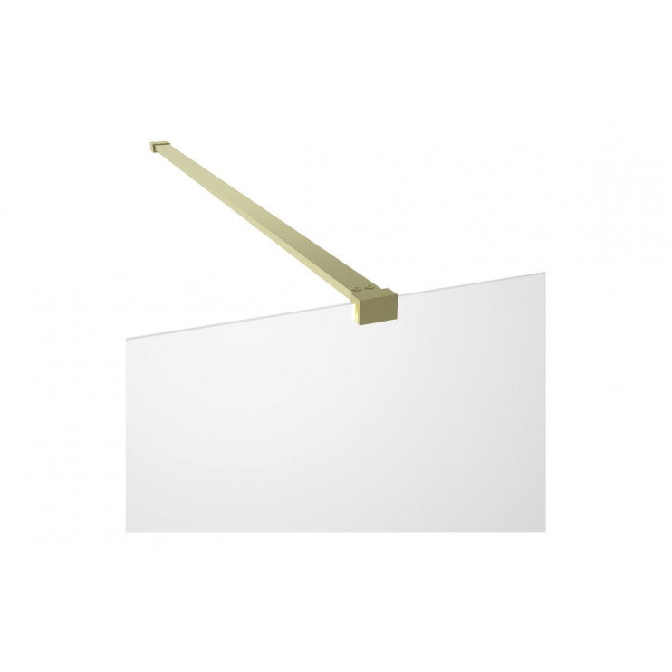 Iconix 1000mm 8mm Glass Wetroom 8mm Glass Panel & Support Bar - Brushed Brass