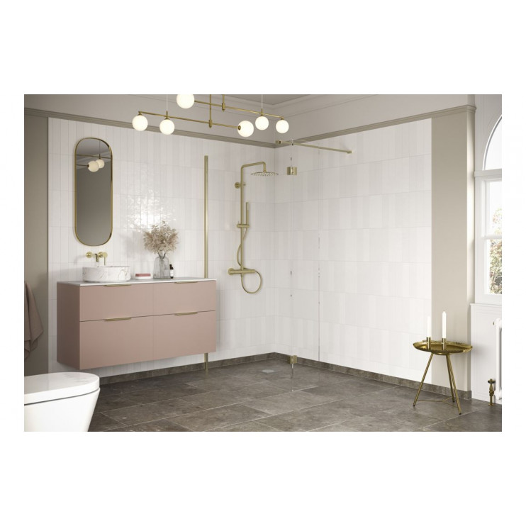 Iconix 1000mm 8mm Glass Wetroom 8mm Glass Panel & Support Bar - Brushed Brass