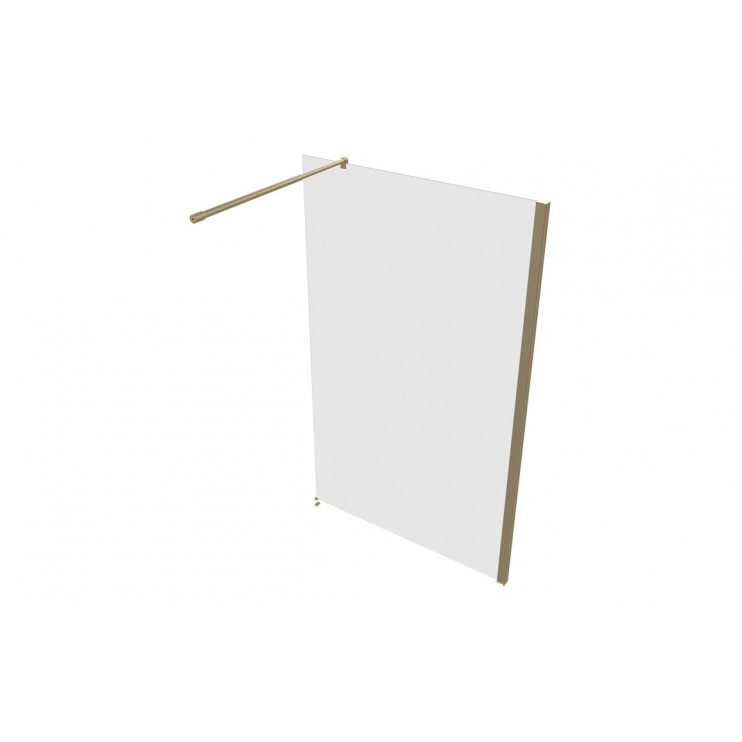 Iconix 1000mm 8mm Glass Wetroom 8mm Glass Panel & Support Bar - Brushed Brass