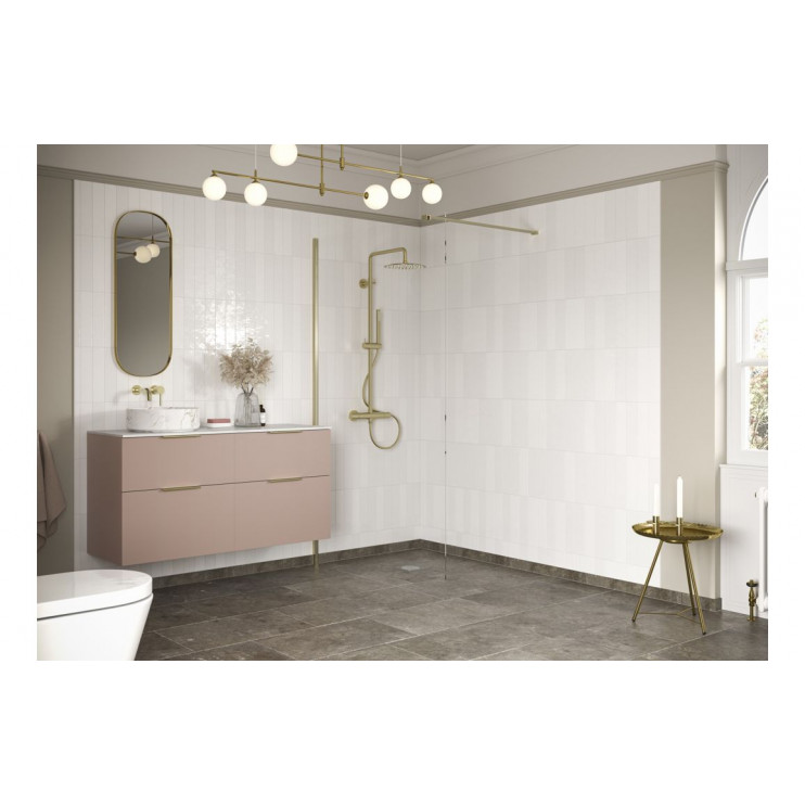 Iconix 1000mm 8mm Glass Wetroom 8mm Glass Panel & Support Bar - Brushed Brass
