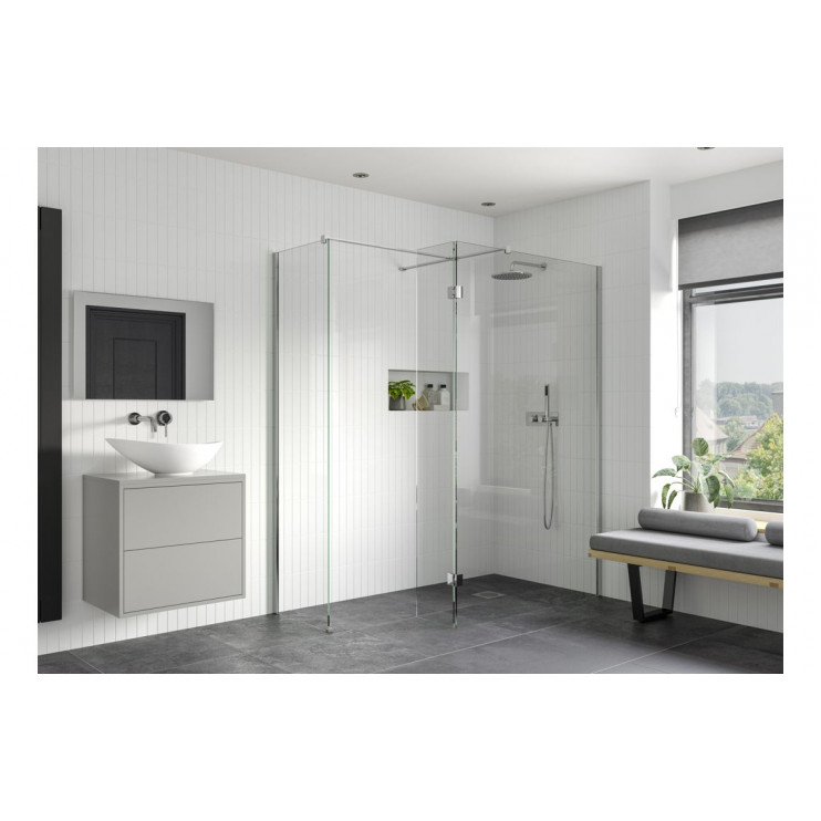Iconix 700mm 8mm Glass Wetroom Side Panel & Arm - Chrome