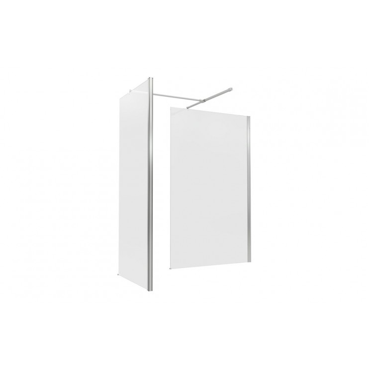 Iconix 700mm 8mm Glass Wetroom Panel & Support Bar - Chrome