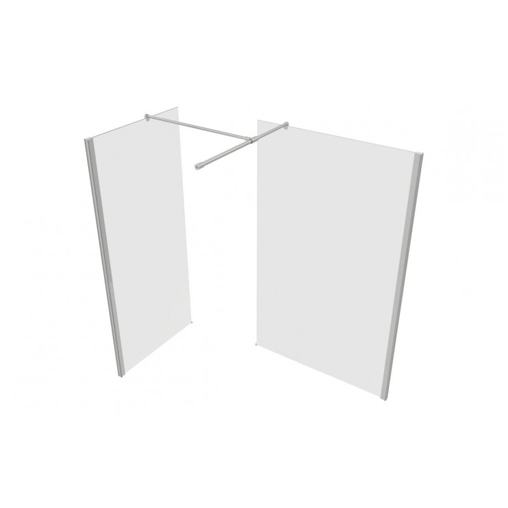Iconix 700mm 8mm Glass Wetroom Panel & Support Bar - Chrome