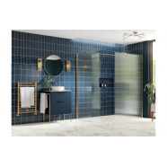 Iconix 800mm 8mm Glass Fluted Wetroom Panel & Side Panel Arm - Brushed Brass
