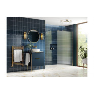 Iconix 1000mm 8mm Glass Fluted Wetroom Panel & Support Bar - Brushed Brass