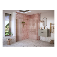 Iconix 800mm F8mm Glass luted Wetroom Panel & Side Panel Arm - Brushed Bronze