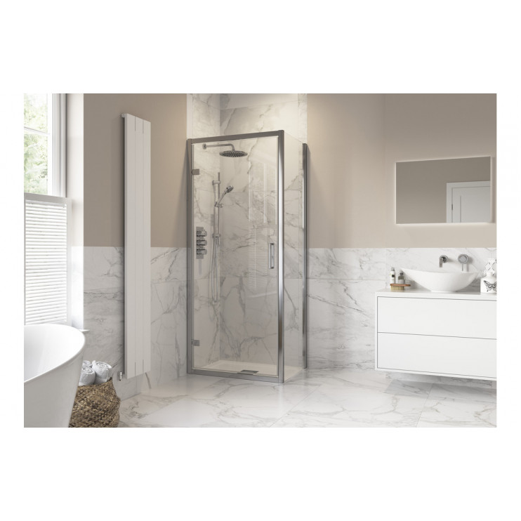 Iconix 800mm 8mm Glass Hinged Door Side Panel - Chrome