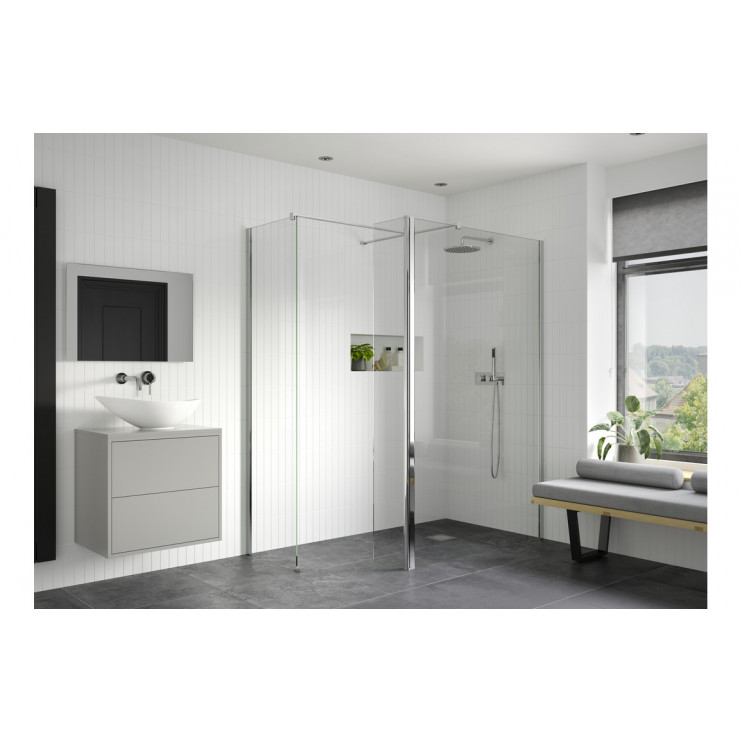 Iconix Optional 1950x300x8mm Rotatable Wetroom Panel (Full Hinge) - Chrome