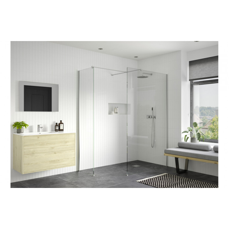 Iconix 800mm 8mm Glass Wetroom Side Panel & Arm - Chrome