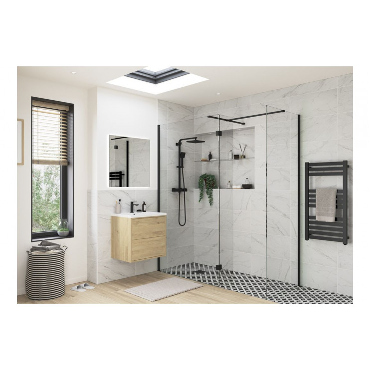 Iconix Optional 300mm 8mm Glass Wetroom Splash Panel - Black