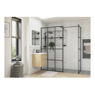 Iconix 760mm 8mm Glass Framed Wetroom Side Panel - Black