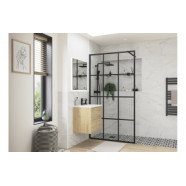 Iconix 1000mm 8mm Glass Framed Wetroom Panel - Black