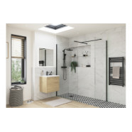 Iconix 700mm 8mm Glass Wetroom Side Panel & Arm - Black