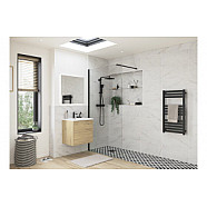 Iconix 1000mm 8mm Glass Wetroom Panel & Support Bar - Black