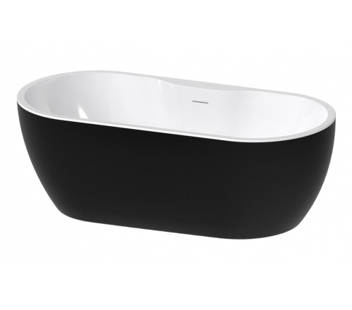 //2Go Freestanding 1650x745x580mm 0TH Bath - Gloss Black