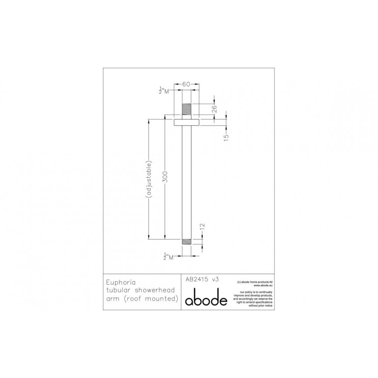 Shower Arm AB2415 Abode Euphoria Ceiling Mounted Circular Shower Arm - Chrome