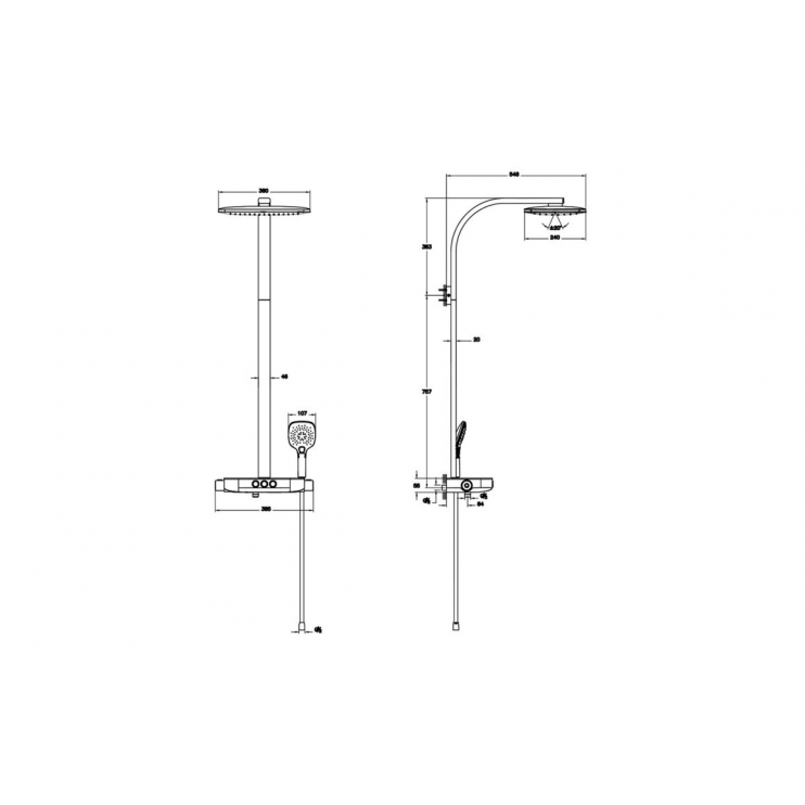VitrA Aquaheat Charm 360 Shower Column w/Shelf - Chrome