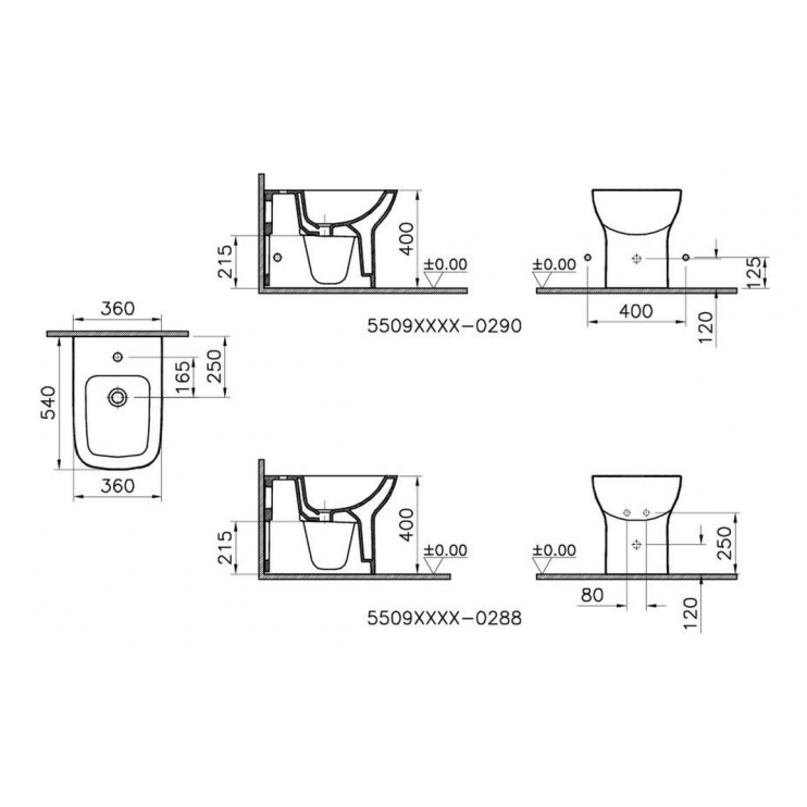 Back to Wall Bidet VTPD0004 VitrA S20 Back to Wall Bidet - White