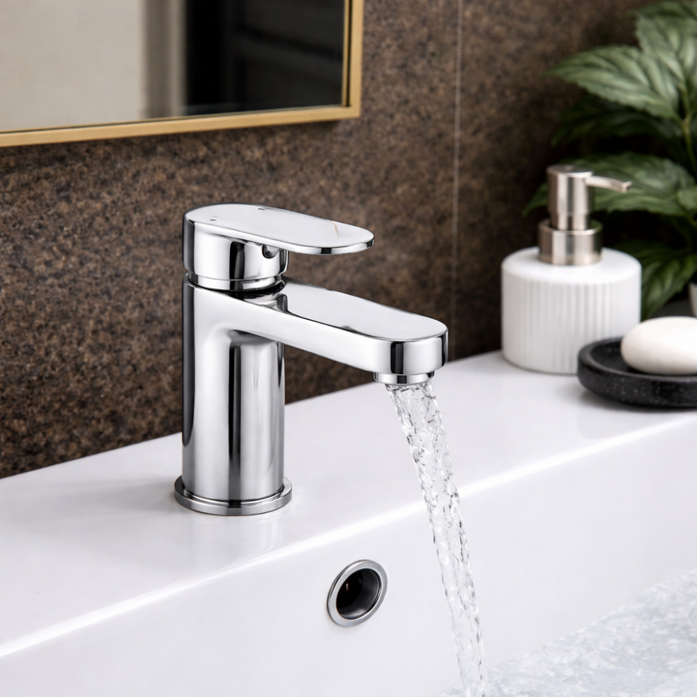 Bathroom Basin Mixers Chrome DITS1314 Santo Basin Mixer & Waste - Chrome Bathroom Taps