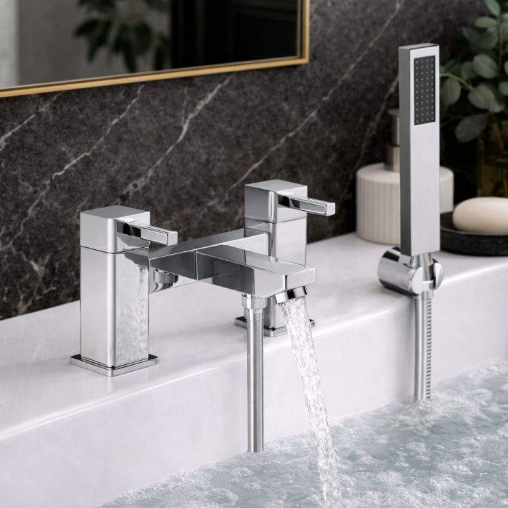 Abode Zeal Deck Mounted Bath Shower Mixer with Shower Handset - Chrome