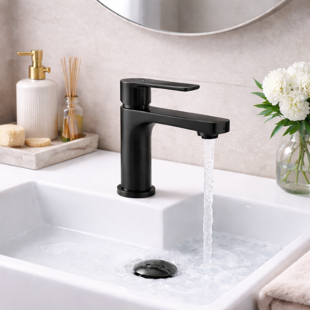 Bathroom Basin Mixers Black AB2830 Abode Aquip Basin Mixer - Matt Black Bathroom Taps