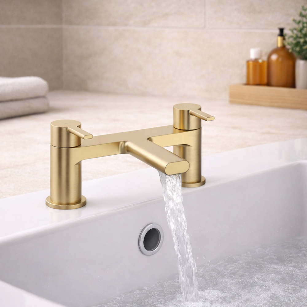 Evola Range of Bathroom Taps & Mixers DITB1116 Evola Bath Filler - Brushed Brass Bathroom Taps