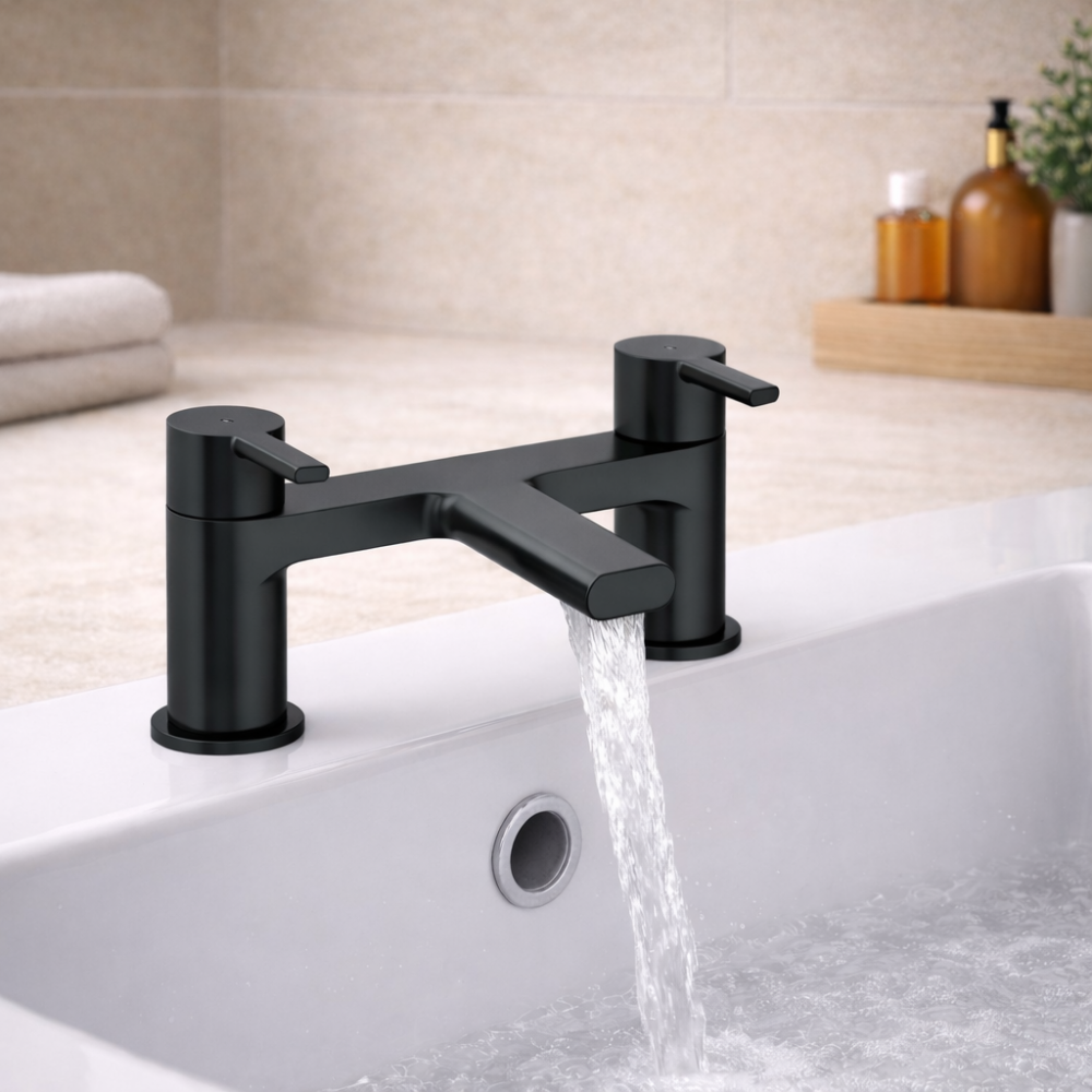 Evola Bath Filler - Matt Black Bathroom Taps