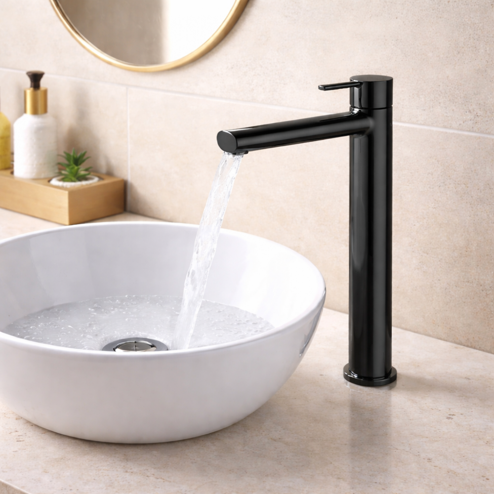 Evola Tall Basin Mixer - Matt Black Bathroom Taps