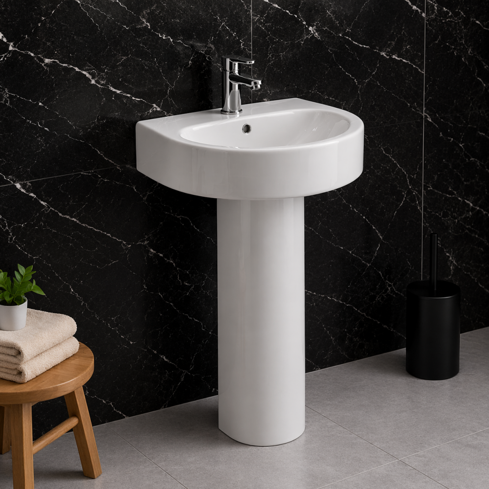 Cilantro 555x430mm 1TH Basin & Full Pedestal