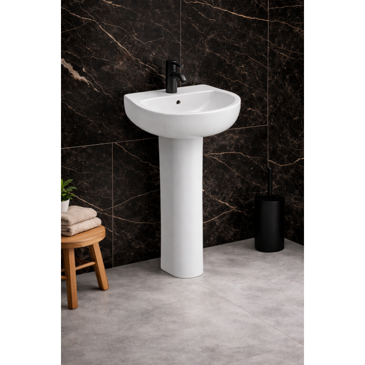 Tuscany 550x400mm 1TH Basin & Full Pedestal