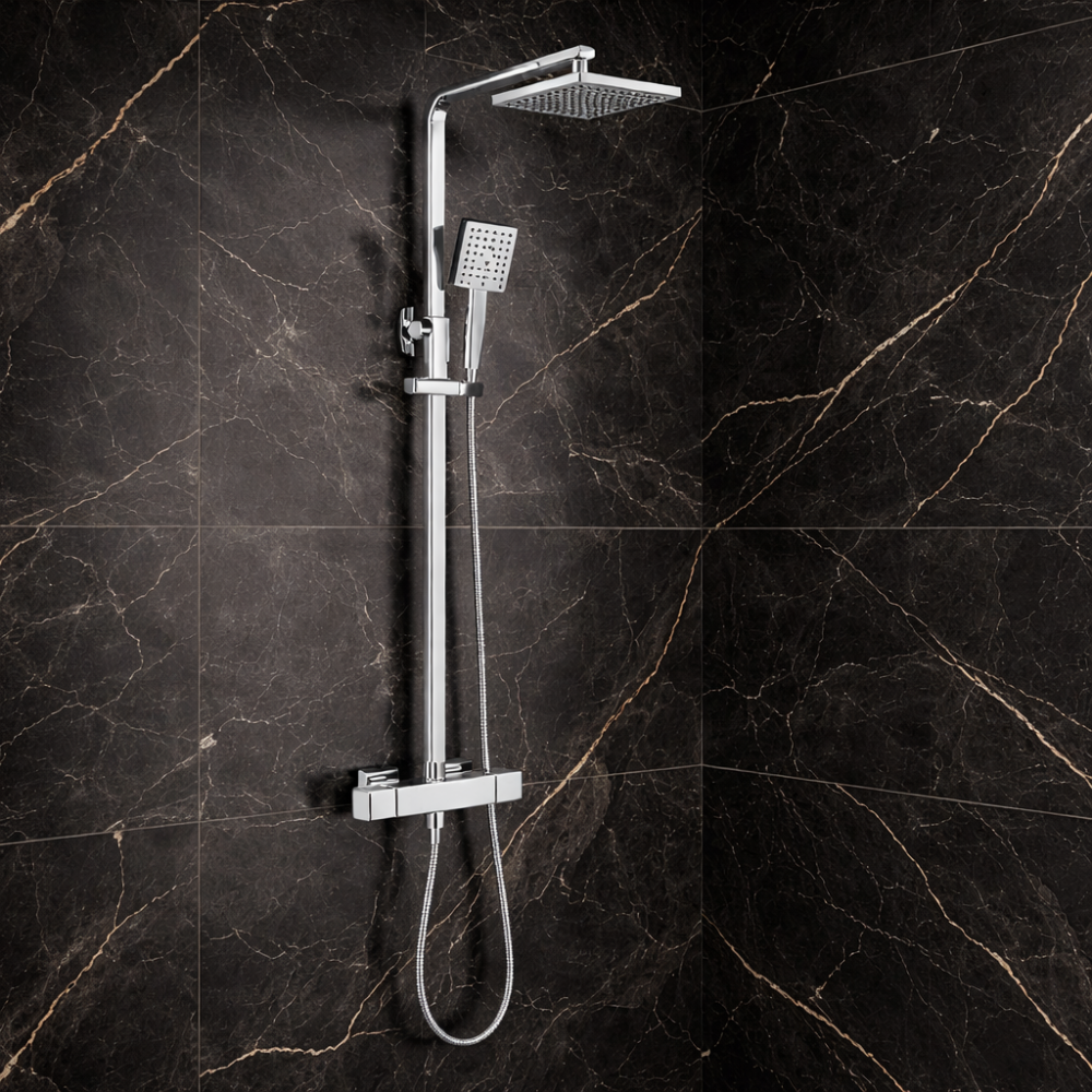Columns Showers Chrome DICM0580 Argo Cool-Touch Thermostatic Mixer Shower w/Riser & Overhead Kit - Chrome